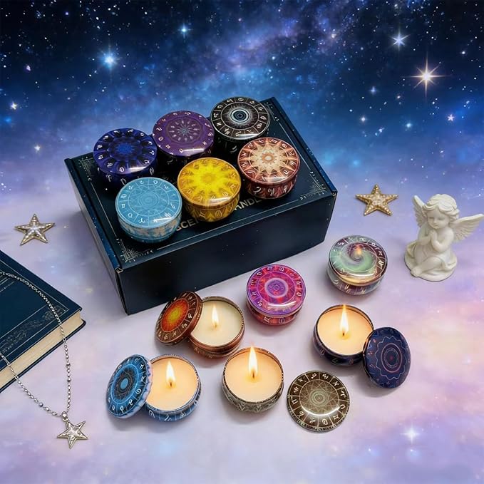 12 Constellations Scented Candles Gift Set, 12 Pack Aromatherapy Candle for Home, Scorpio Candle Birthday Gifts for Women, Long Lasting Soy Wax, Mom Bath Spa Meditation Christmas Gifts Candles