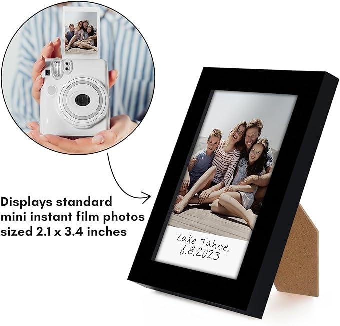 Americanflat 2x3 Picture Frame - Set of 4 - Use as 2x3 Frame for Instant-Print Photos - Black Mini Picture Frames for Tabletop and Wall Display with Shatter-Resistant Glass