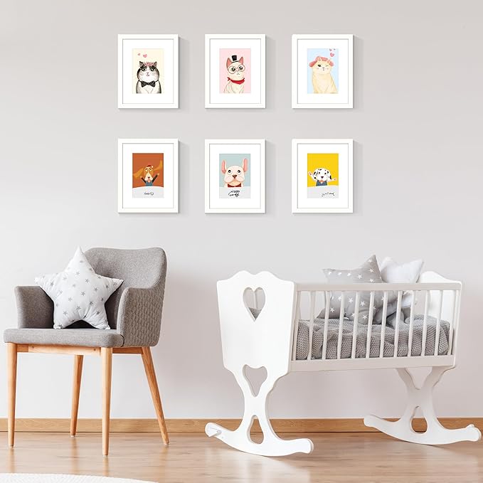 upsimples 8x10 Picture Frame, Display Pictures 5x7 with Mat or 8x10 Without Mat, Wall Hanging Photo Frame, White, 1 Pack