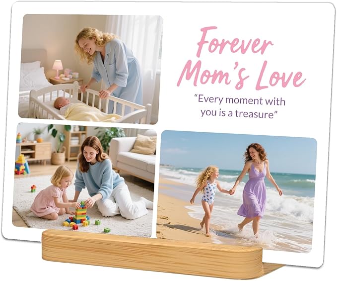 Custom Metal Photo Prints，Personalized Your Own Picture Frame, Customize Photo Prints with Wooden Base，Personalized Metal Picture Gift for Lovers，Family，Boyfriend，Friends