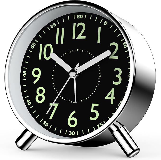 Analog Alarm Clock Night Ligh Battery Operated for Bedroom by Anmileely