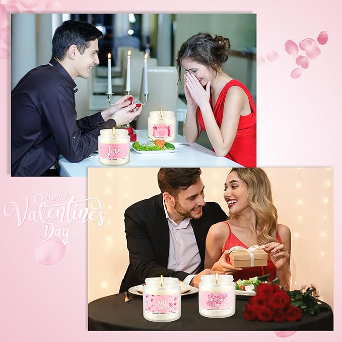 Set of 12 Valentines Scented Candles -3.5oz Romantic Candle Gifts for Her,Wife, Girlfriend,Wedding Day,Anniversary, Long Lasting Soy Candles