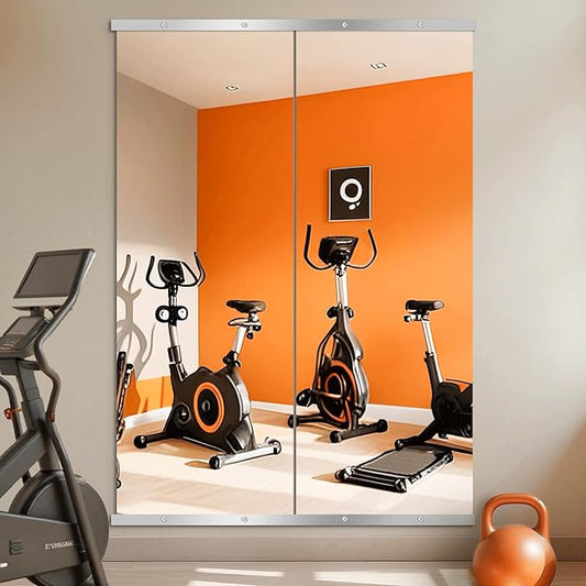 TRAHOME Home Gym Mirror for Wall, 70"x24"x2PCS Full Length Gym Mirror Frameless Wall-Mounted for Garage, Home Gym, Living Room, Bedroom(Silver)