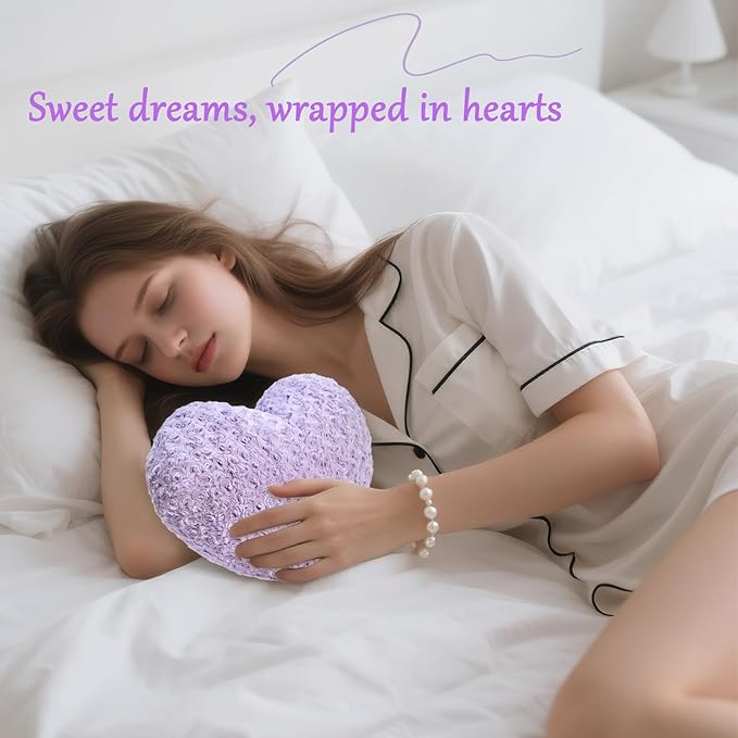 Heart Pillow Purple Throw Pillows, Soft Fluffy Decorative Pillows for Bed Couch Chair, Cute Heart Shaped Room Decor Gifts for Valentine Anniversary Birthday Mothers Christmas (Medium, 20"x15")