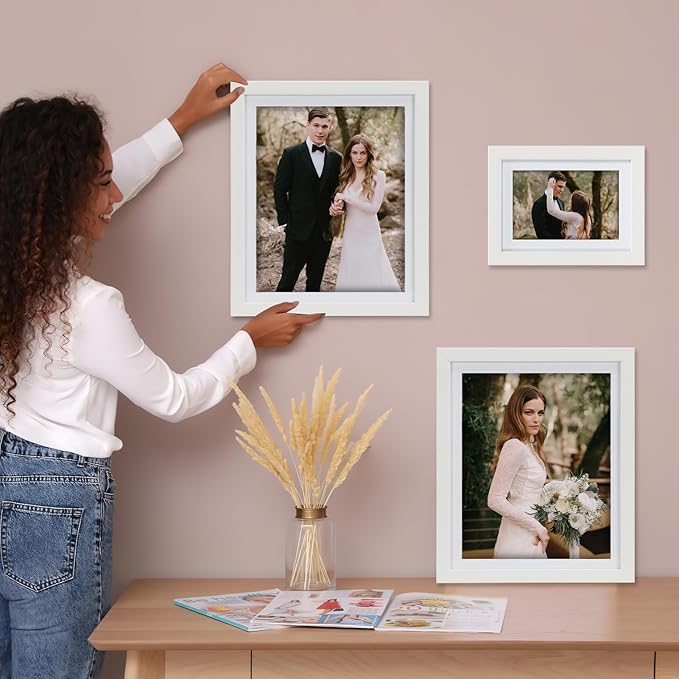 Giftgarden White Multi Picture Frames with Mat for Multiple Sizes Photos, Four 4x6, Four 5x7, Two 8x10 for Gallery Photo Frame Collage Wall or Tabletop Display, Assortment Set of 10