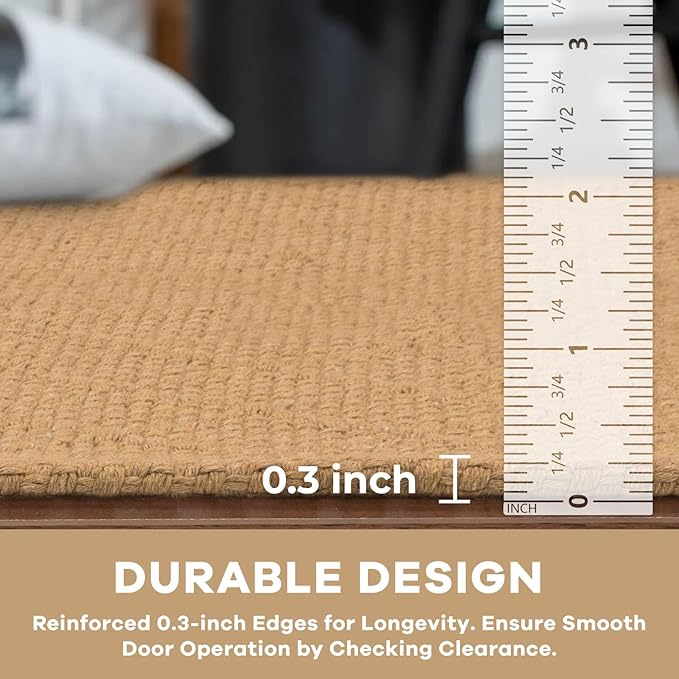 KOZYFLY Washable Area Rug 2x3 Ft Small Entryway Rug Throw Rugs with Rubber Backing Indoor Door Mat, Braided Cotton Floor Carpet for Front Entrance Bathroom Kitchen Foyer, Warm Tan