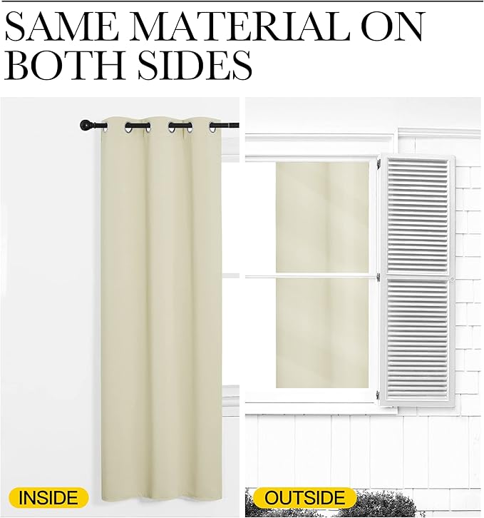 NICETOWN Room Darkening Curtain Panels for Cafe, Thermal Insulated Grommet Room Darkening Draperies/Drapes for Window (Beige, 2 Panels, W55 x L68 -inch)