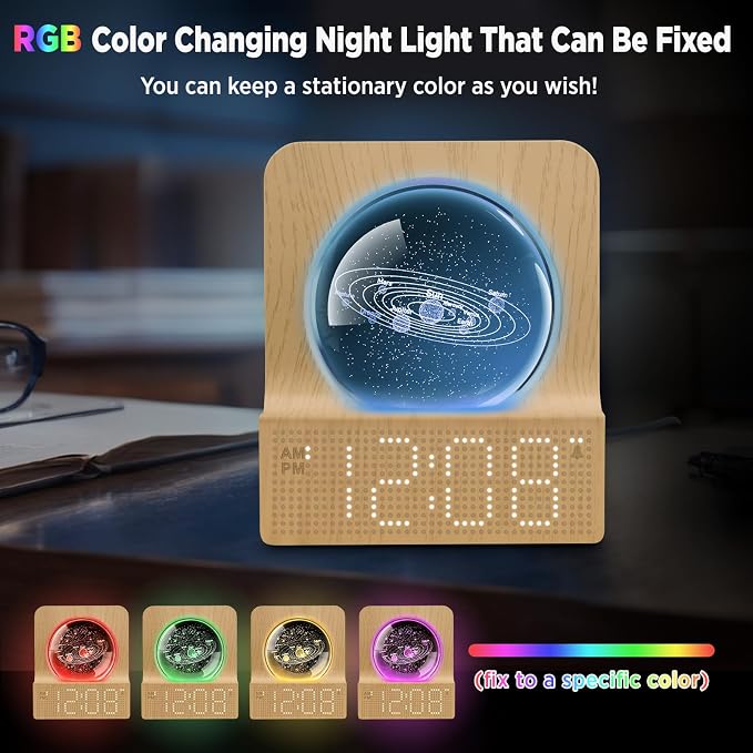 DreamSky Space Alarm Clock for Kids Teens with RGB Night Light for Bedroom - Image 3