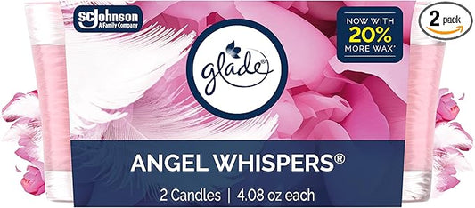 Glade 1-Wick Scented Candle Jar, Angel Whispers, Air Freshener Infused with Essential Oils, 4.08 Oz, 2 Count