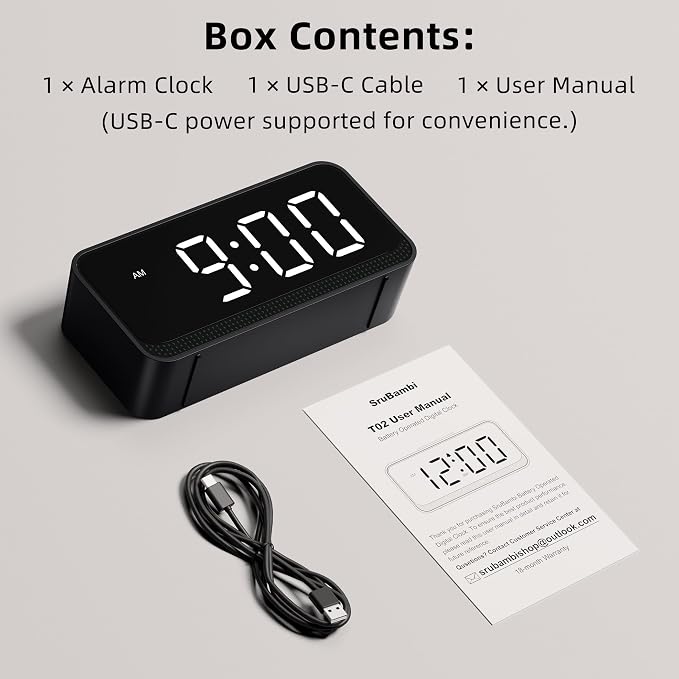 Battery Operated Small Alarm Clock: Compact Cordless Design - Image 9