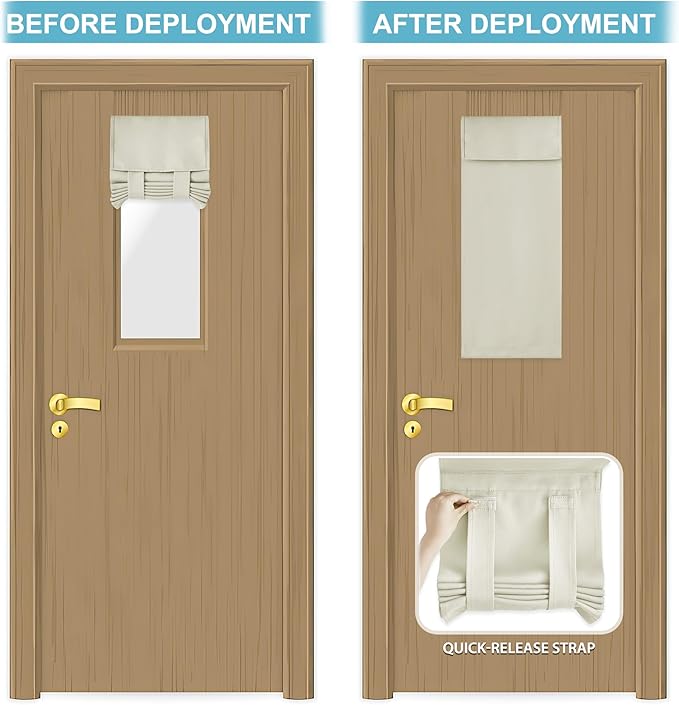 RYB HOME Door Curtains for Small Windows, Room Darkening Heavy Duty Vertical Sides Door Blinds Full Privacy for Patio Window, 1 Panel, Light Beige W12 x L40