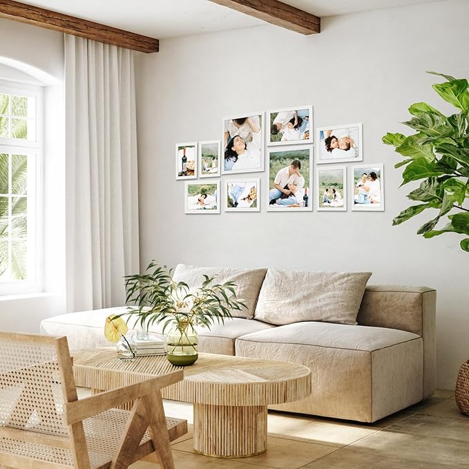 Giftgarden 10-Pack White Picture Frames for Various Sizes Photos, Two 8x10, Four 5x7, Four 4x6, Multi Assorted Modern Frame Collage for Wall or Tabletop Display