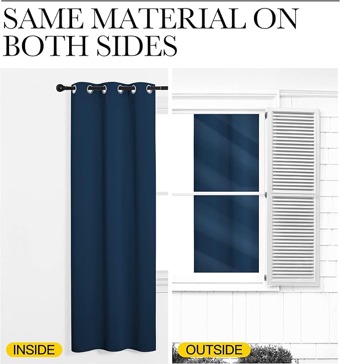 NICETOWN Window Curtain Panels, Thermal Insulated Solid Grommet Blackout Draperies/Drapes for Basement (Moroccan Blue, 1 Pair, 34 by 84-inch)