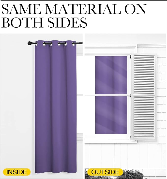 NICETOWN Lilac Purple Blackout Curtains 120" Long for Office, Dining, Guest Room, 55" Wide, 2 Pieces, Sound Reducing Heat and Cold Block Curtain Panels for Modern Decorative