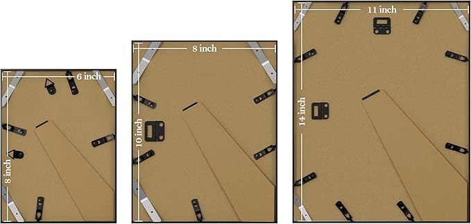 eletecpro Aluminum Gallery Wall Frame Set of 8, Including 2Pcs 11x14, 3Pcs 8x10, 3Pcs 6x8 Photo Frames for Wall or Tabletop Display, Multiple Sizes Picture Frames Collage Wall Decor, Black
