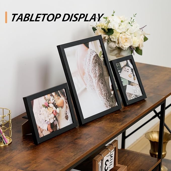 Fixwal Black Picture Frames, 10 Pack Collage Picture Frame Set for Wall Gallery Wall Frame Set, Hanging or Tabletop Display Multi Sizes Photo Frames Including 8x10, 5x7, 4x6