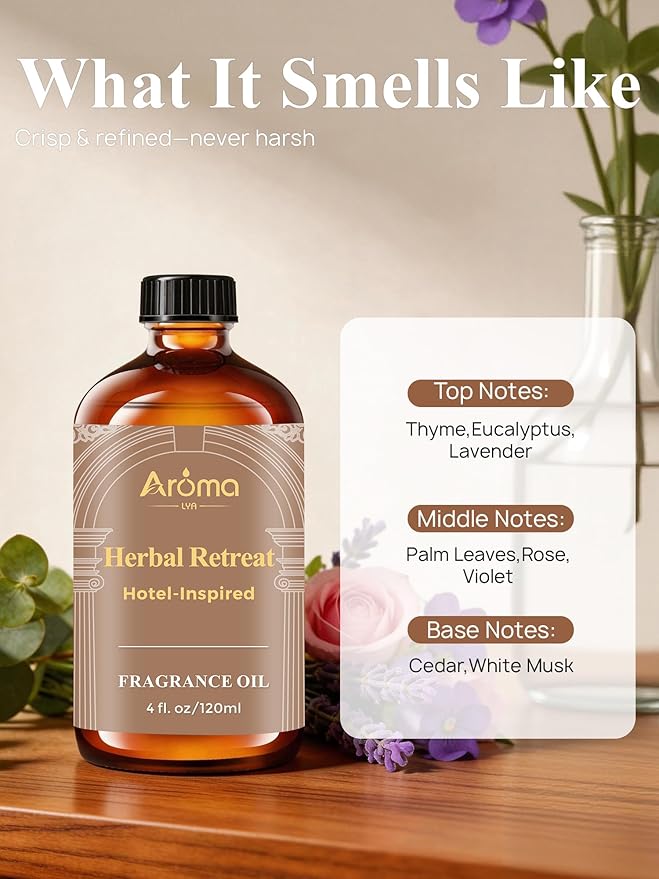 Herbal Retreat — a Hotel-Inspired Diffuser Oil with a Beach-Spa Vibe, Hotel Diffuser Oil for Diffuser for Home Fragrance Oil for Ultrasonic and Waterless Diffusers and Crafting