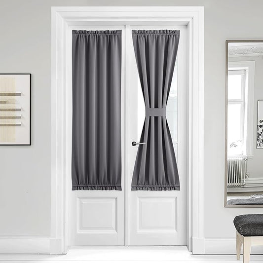 NICETOWN Blackout Door Curtains for Window Privacy Classroom Lockdown Shade Thermal Insulate Covering for Patio Glass Front Door, 36 inch x 64 inches, Grey, 1 Panel