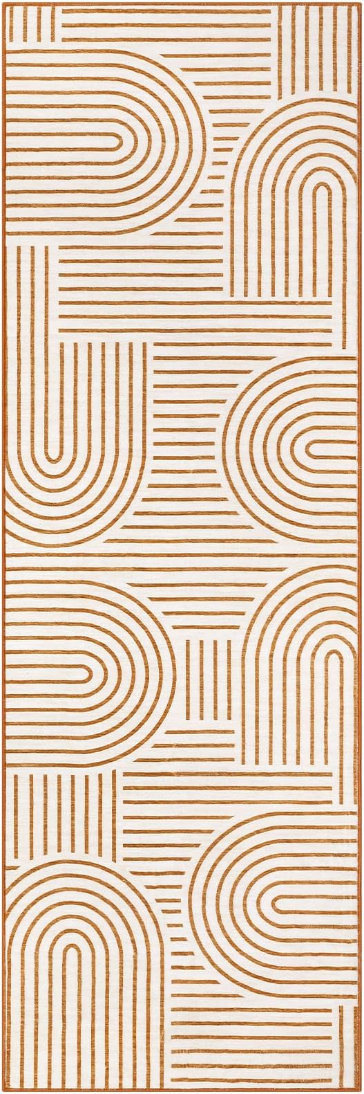 ROYHOME Modern Rug 2x6 Runners for Hallways, Abstract Kitchen Runner Rugs Non Slip Bath Runners, Rainbow Washable Runner Rug for Bedroom, Soft Long Rugs for Entryway Bathroom Laundry Dorm, Orange