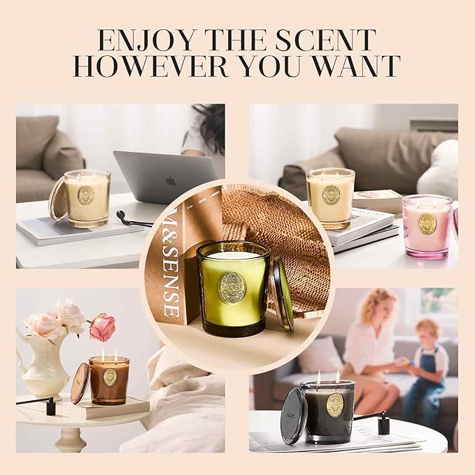 M&SENSE Large Two-Wick Soy Candle | Lavender Citrus & Purple | 19.8 oz, 120H Burn Time | Luxury Scented Candle for Relaxation, Gifting, Home Décor | Ideal for Bedroom, Office, Party Ambiance