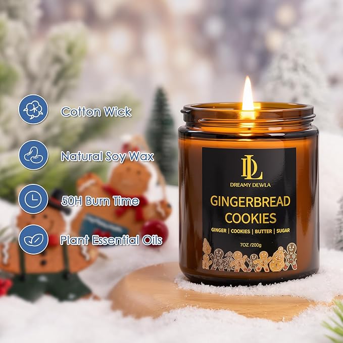 Winter Candle Set, 6 Pack Soy Candles for Home,Candle Gifts for Women Men, Winter Scents of Gingerbread/Apple Cinnamon/Coffee Latte/Pine Cedarwood/Amber Wood/Cashmere Sweater