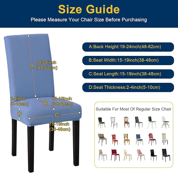 Chair Covers, Stretch Kitchen Chair Covers/Dining Room Chair Covers Set of 8, Removable Washable Dining Chair Slipcovers for Home, Hotel, Banquet