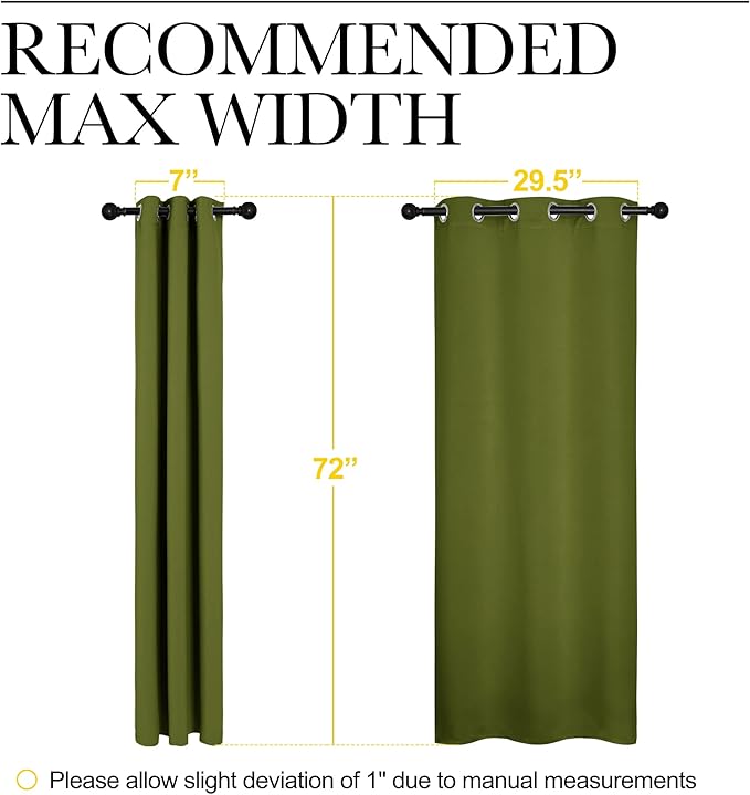 NICETOWN Window Curtain Panels, Christmas Window Decoration Thermal Insulated Solid Grommet Blackout Draperies/Drapes (One Pair, 34 by 84-inch, Olive Green)