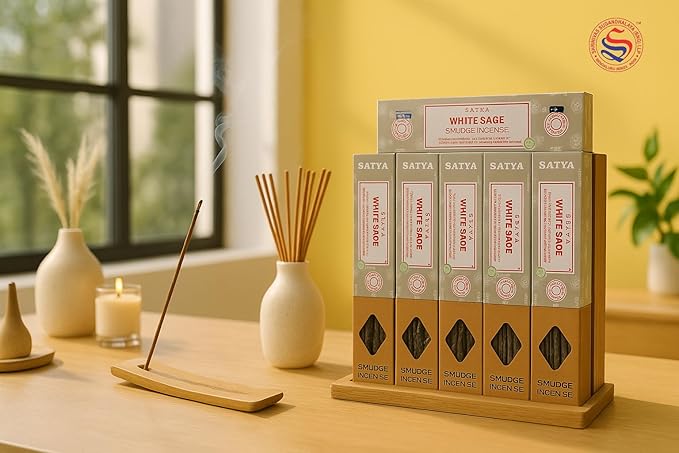 Satya Smudge Incense Stick ?€? Hand-Rolled Indian Masala Incense for Meditation, Yoga & Spiritual Cleansing Pack of 6 (Smudge White Sage)