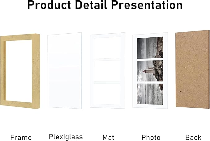 VIOLABBEY 8x14 Picture Frame, Fits Three 4x6 Photos with Mat or One 8x14 Picture without Mat, Gold Collage Wall Decor