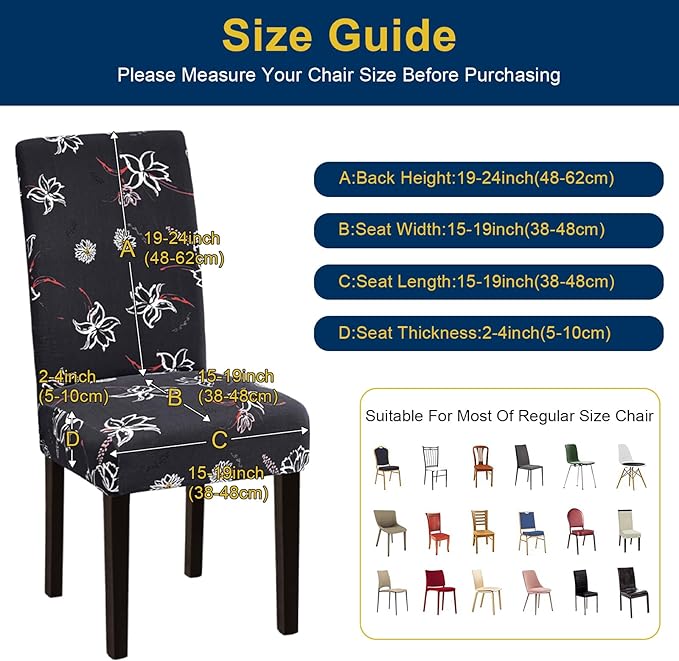 Chair Covers, Stretch Kitchen Dining Room Chair Covers Set of 6, Removable Washable Dining Chair Slipcovers for Home, Hotel, Banquet