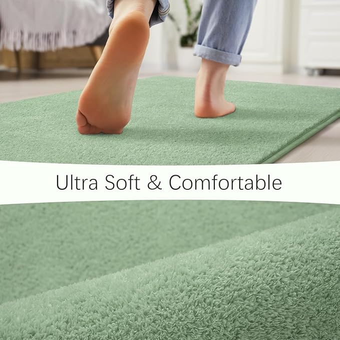 Soft Rugs for Living Room 4x6 Light Green, Modern Area Rug for Bedroom Nursery Dorm, Thickened Throw Rugs for Girls Kids, Washable Indoor Floor Carpets