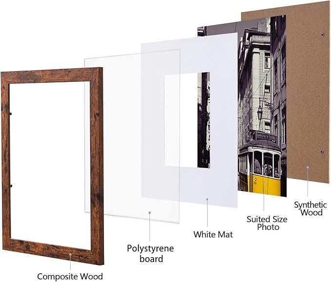 eletecpro 8x10 Picture Frames Set of 10, Picture Frame Collage Wall Decor Display 5x7 Photo with Mat or 8x10 without Mat, Home Decor Gallery Frame for Table Top or Wall Mounting, Brown