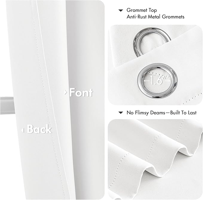 MIULEE Pure White Blackout Curtains for Bedroom Living Room 84 Inches Long 2 Panels, Thermal Insulated Room Darkening Drapes Grommet Noise Reducing Light Blocking Window Treatments 50x84 Inch
