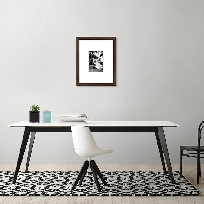 Americanflat 11x14 Picture Frame with Shatter-Resistant Glass - Use as 5x7 Frame with Mat or Display 11x14 Photo Without Mat - Signature Collection - Picture Frames for Wall Display - Walnut