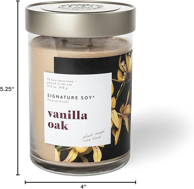 Signature Soy Lidded Vanilla Oak Scented Candle, Extra Large Jar (Pack of 2)