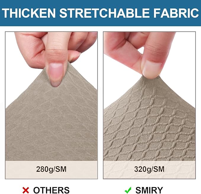 Smiry Waterproof Seat Covers for Dining Room Chairs Set of 2, Stretch Jacquard Removable Washable Chair Seat Slipcovers Protector, No Rear Covers, Taupe