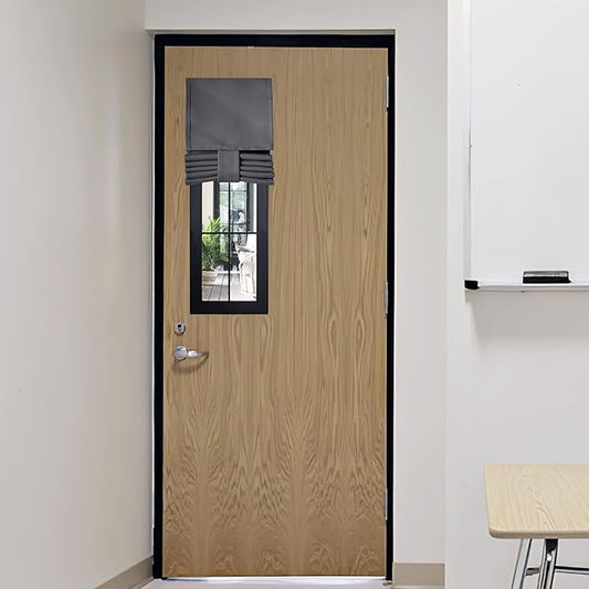 RYB HOME Classroom Door Window Cover, Blackout Shades for Classroom Windows and Doors Cover Lockdown Shades, Room Darkening Design Blocks Views, W 8 x L 36, 1 Panel, Grey