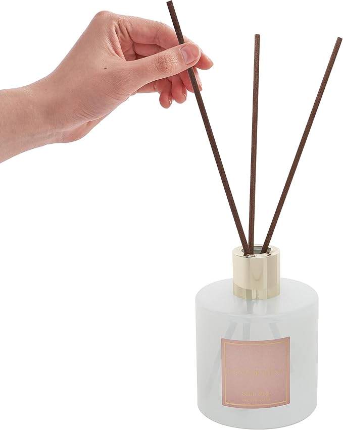 Cocorr??na Reed Diffuser Sets- Satin Rose Scented Diffuser with Sticks Home Fragrance Reed Diffuser for Bathroom Shelf Decor