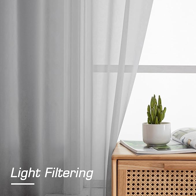 OWENIE Light Grey Sheer Curtains 78 inches Long 2 Panels Set for Bedroom Living Room, Soft Solid Living Room Sheer Curtain, Rod Pocket Light Filtering Farmhouse Curtains, 2 Pcs Each 42?€? W x 78" L