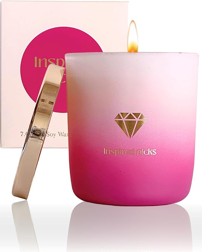 Purple Candle | Raspberry & White Musk w/Gold Diamond Symbol Luxury Candle for Date Night, Spring Home Scents, Mother's Day, Stress Relief & Aromatherapy