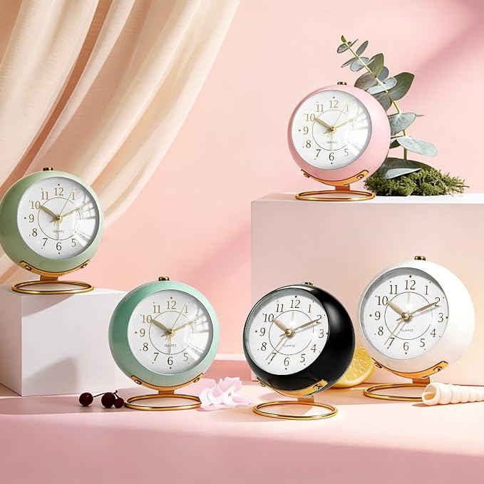 Analog Alarm Clock, Retro Small Desk Clock with Night Light, Backlight Cute Simple Design, Silent Non-Ticking, Battery Powered, Clock for Bedroom,Travel,Kitchen,Bedside Desktop Decor - Image 7