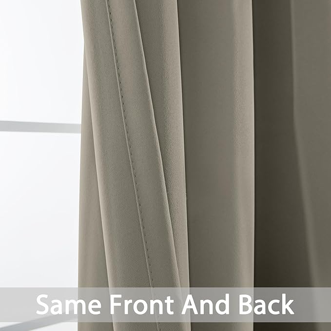 Yakamok Premium Room Darkening Thermal Insulated Curtains for Bedroom/Living Room - Classic Grommet Top (2 Panels, Taupe, 38 Inch by 72 Inch)
