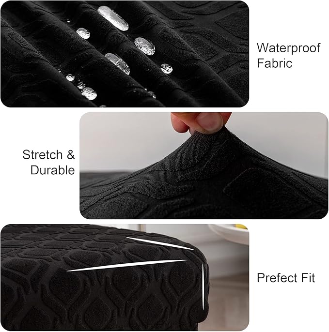 Genina Waterproof Chair Covers for Dining Room, Stretch Jacquard Dining Chair Slipcovers Removable Washable Chair Protector for Kitchen, Hotel, Restaurant (Jacquard-Black, 6 PCS)