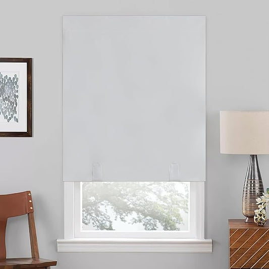 NICETOWN 100% Blackout Door Curtains for Blinds, Tie Up Thermal Insulated Window Panels Room Darkening French Shade for Kitchen Patio Glass Door, Set of 1 Panel, 36 x 72 Inch, Greyish White