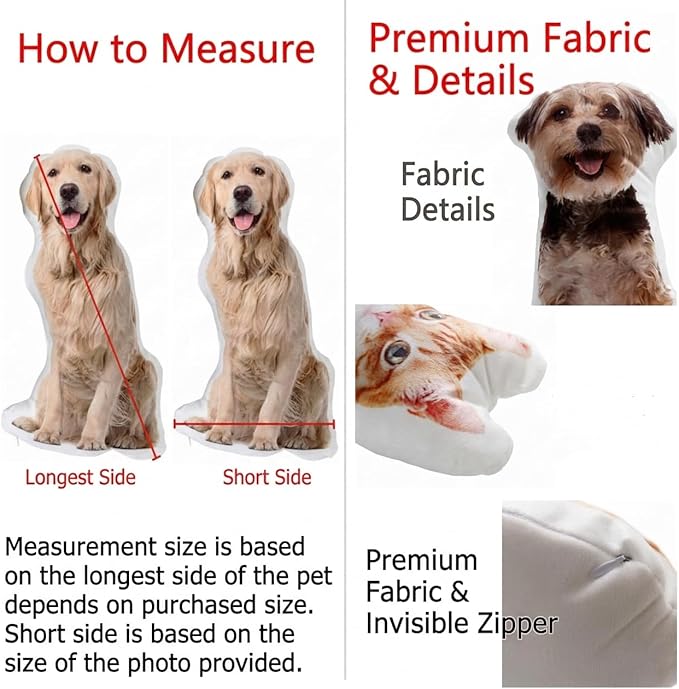 Custom Pet Photo Pillow Pet Portrait Pillows Dog Lover Gift Pet Loss Gift Pet Bereavement