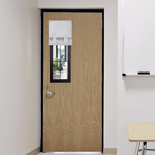 RYB HOME Blackout French Door Curtain - Privacy Thermal Insulated Window Shades for Patio Kitchen Front Entry Back Door Glass Window, Self Adhesive No Drill, 1 Panel, 12" W x 40" L, Greyish White