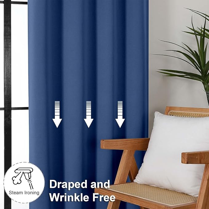 Simplebrand Ava Royal Blue Blackout Curtains for Bedroom 84 Inch Length 2 Panels Set, Solid Thermal Insulated Privacy Nursery Window Treatment Curtains Blackout Drapes, W40 x L84 Inch, Royal Blue