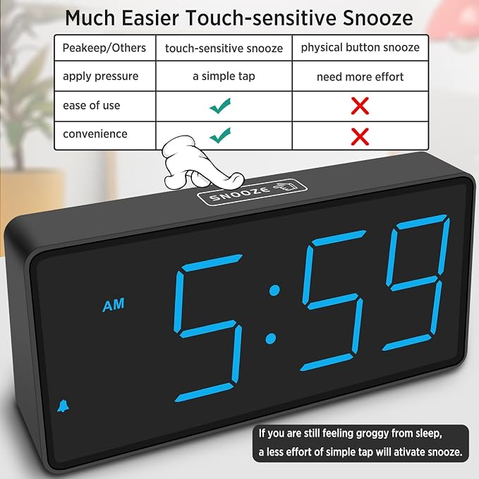 Peakeep Battery Operated Digital Alarm Clock for Bedrooms Big Numbers - Image 6