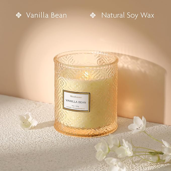 Vanilla Scented Candles, Christmas Winter Vanilla Bean 19oz Candle Gifts for Women, Luxury Large Decorative Candles in Glass, Natural Soy Wax for Home