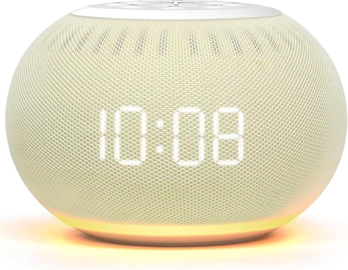 REACHER Auto Dimmable Sound Machine Alarm Clock with Night Light for Girls | 20 soothing sounds, sleep timer, precise volume, soft night lights, auto-dimming display, cute white noise soother for kids by Reacher